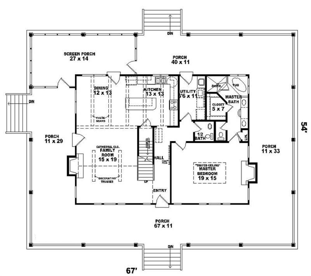 Floor Plan First Story of Cape Cod Plan #170-2777
